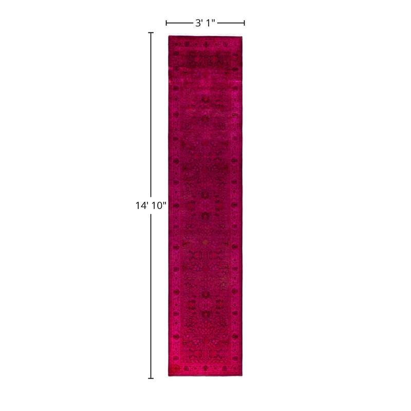 Overdyed One-of-a-Kind Hand-Knotted Area Rug - Purple - 3' 1" x 14' 10"