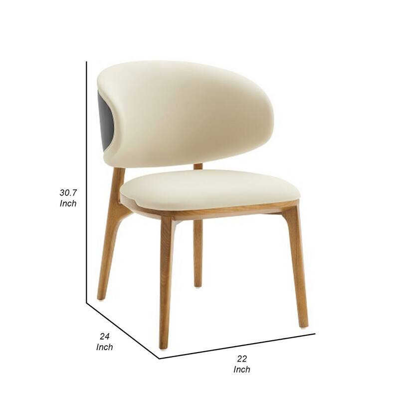 Light Walnut/Cream Faux Leather Upholstered Wood Frame Dining Chair, Sturdy Dining Chair for Dining Rooms - 22.75