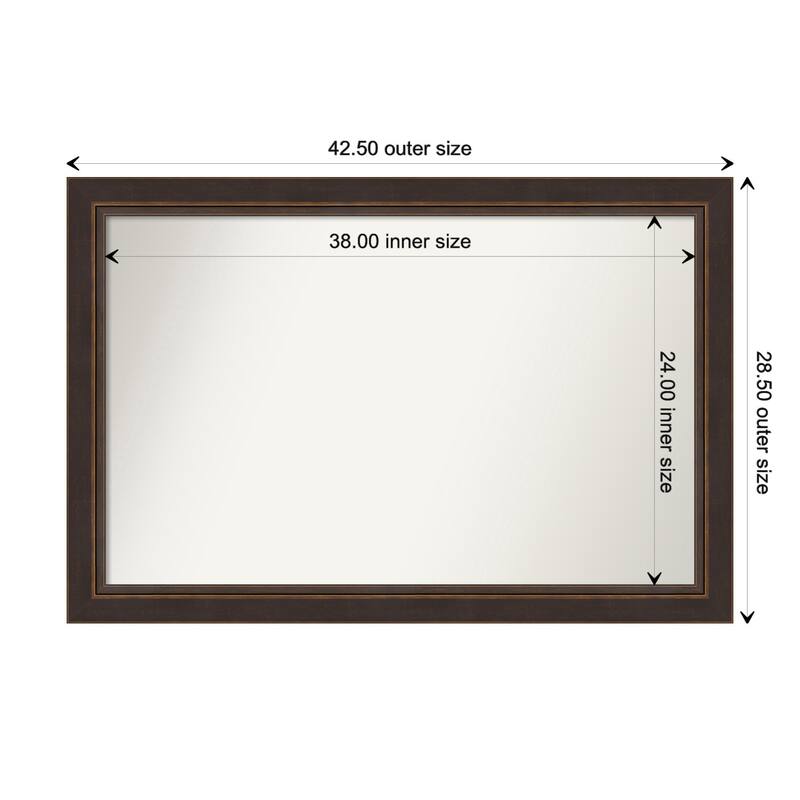 Lara Bronze Framed Non-Beveled Custom Wall Mirror, Bathroom Vanity Mirror - Outer Size: 42.5 x 28.5