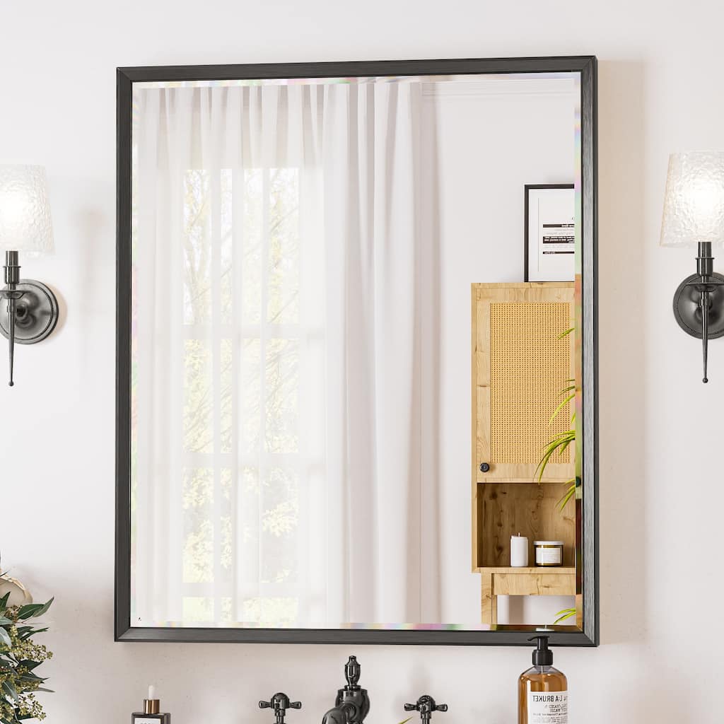 BONOSUKI Easy Install Bathroom Mirror, Tempered Glass Wall Mirror