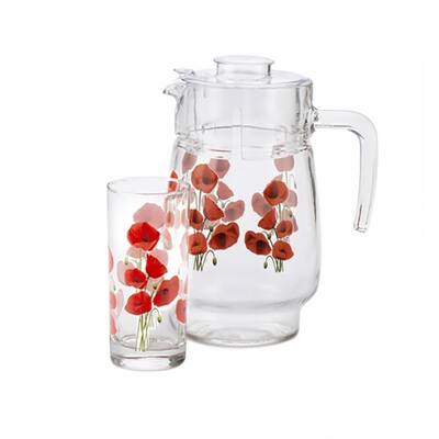 Luminarc Hypnosis 7 Piece 1.7 Qt Pitcher and Tumbler Set for 6