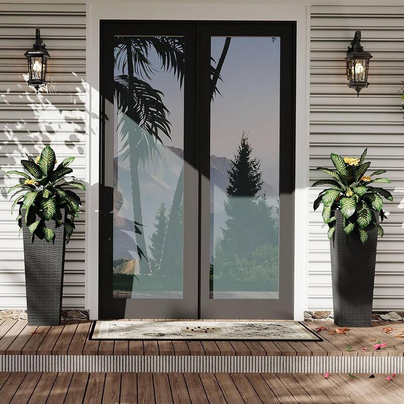 32 Inch Set of 2 Decorative Planters, Flower Pots for Patio, Backyard, Home with Tray