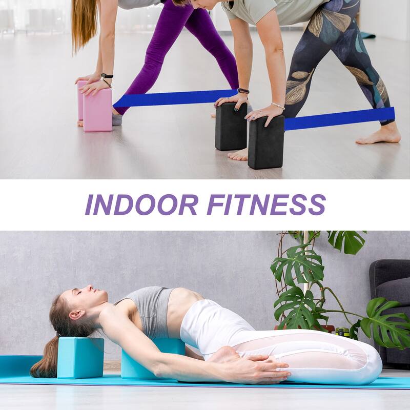 2Pcs Yoga Blocks and 1Pcs Resistance Band Set EVA