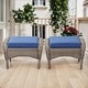preview thumbnail 32 of 34, Outdoor Patio Ottoman with Seat Cushion Grey-Blue