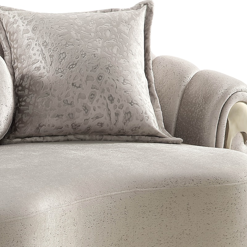 Furniture of America Vesper Glam Metallic Taupe Curved Back Loveseat with Accent Pillows