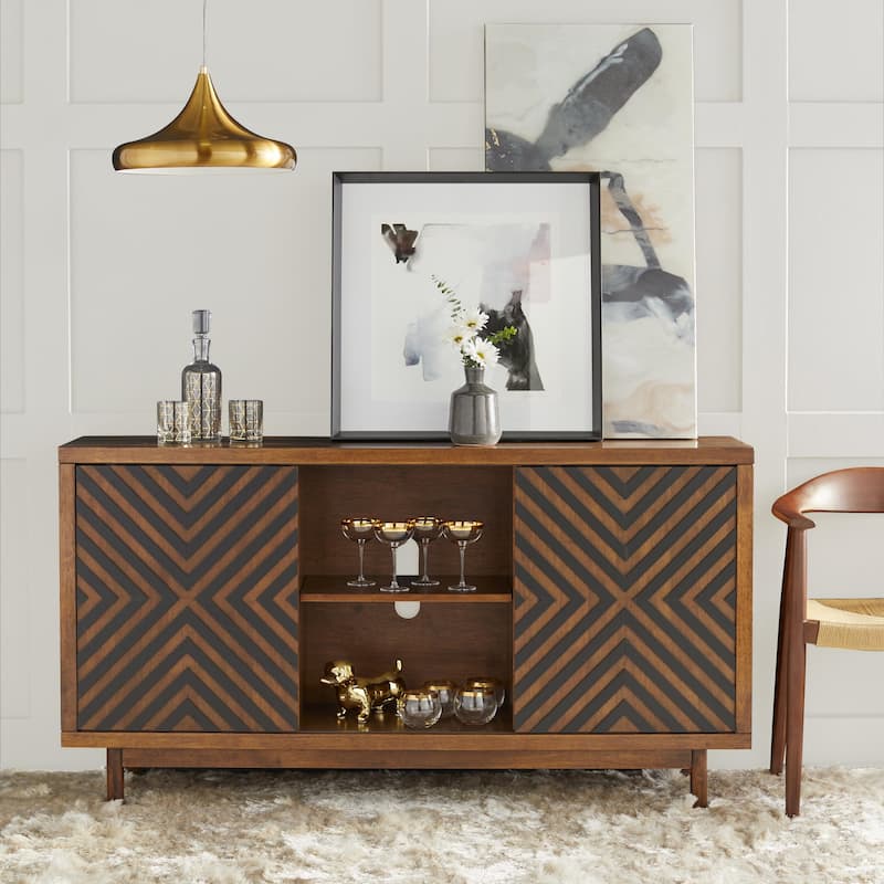 Lifestorey Mason Mid-century Modern Buffet/Sideboard - Tobacco Brown/Black