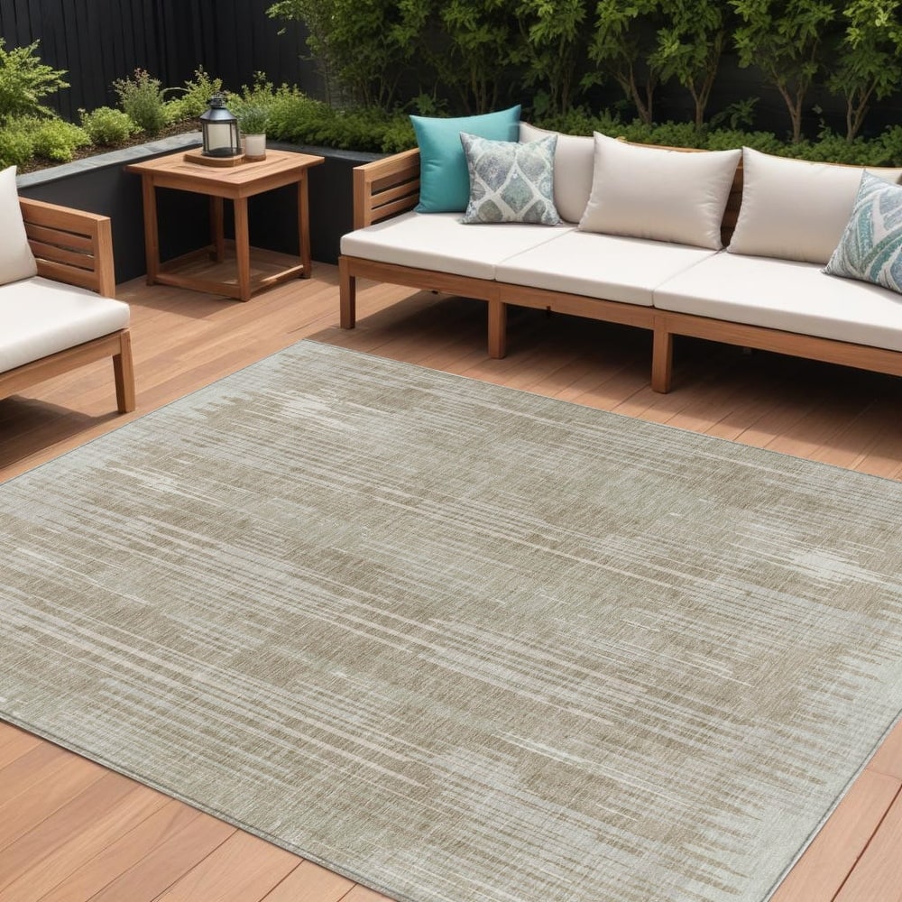 HomeRoots Striped Transitional Rectangle Outdoor Rug