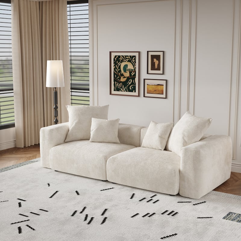 102'' Corduroy Loveseat Sofa Large Modular Cloud Couch
