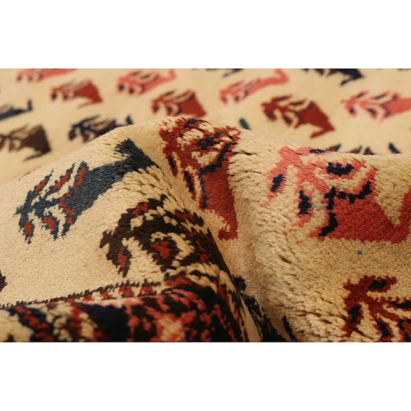 ECARPETGALLERY Hand-knotted Kargahi Cream Wool Rug - 6'11 x 9'0
