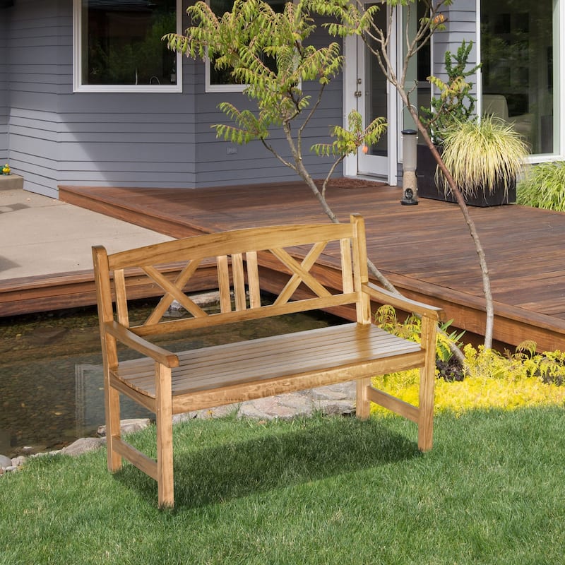 Outsunny 2-Seater Wooden Garden Bench 4FT Outdoor Patio Loveseat for Yard, Lawn, Porch