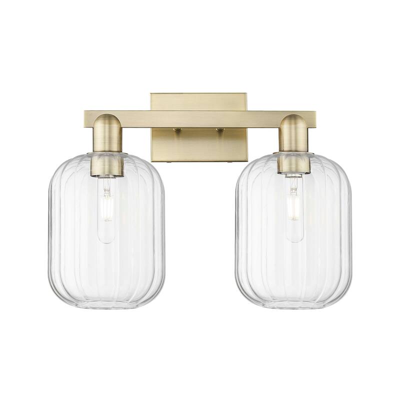 Innovations Lighting 716-2W-14-16-7 Preston Vanity Preston 2 Light 16" - Antique Brass / Clear