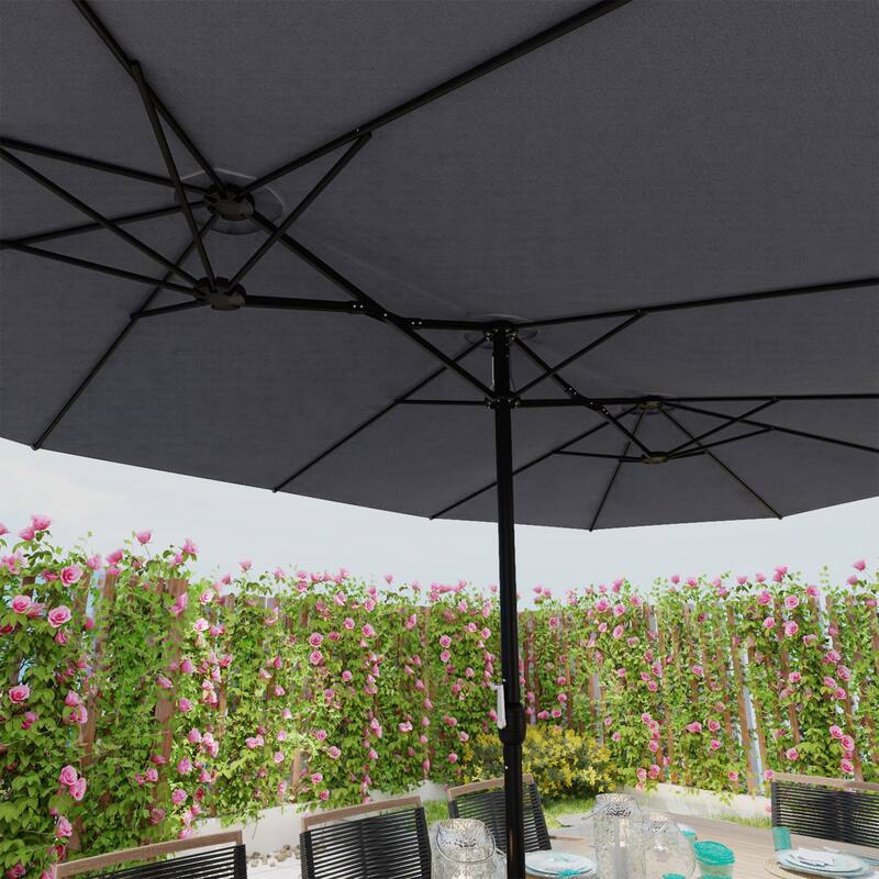15 - foot Dual - sided Teal Outdoor Umbrella: Durable Polyester Canopy, Sturdy Steel Frame(no base)