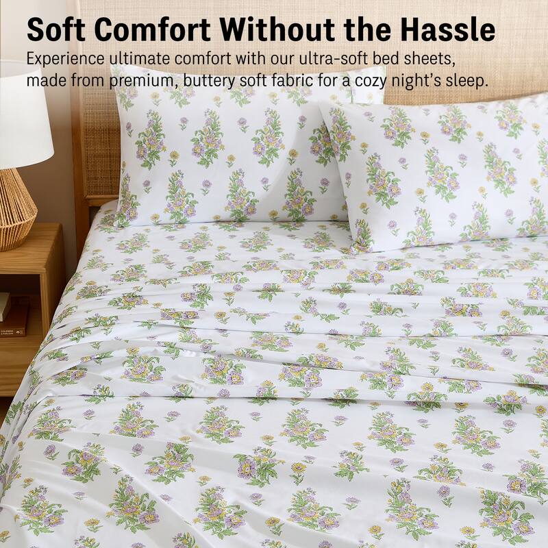 HLC.ME Floral Printed Ultra Soft Bed Sheets Set