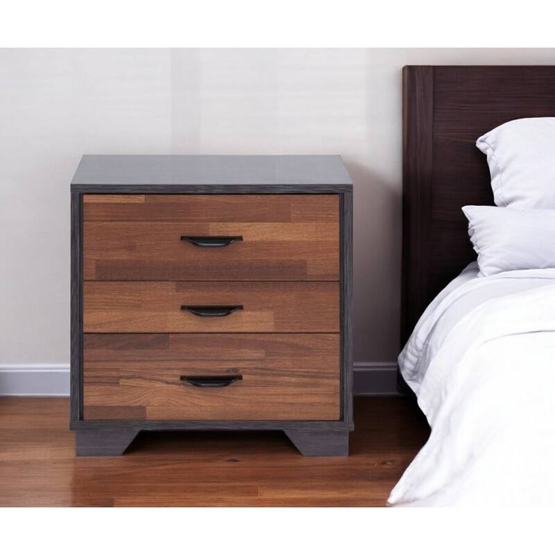 Espresso Wood 3-Drawer Contemporary Nightstand with Plastic Handles