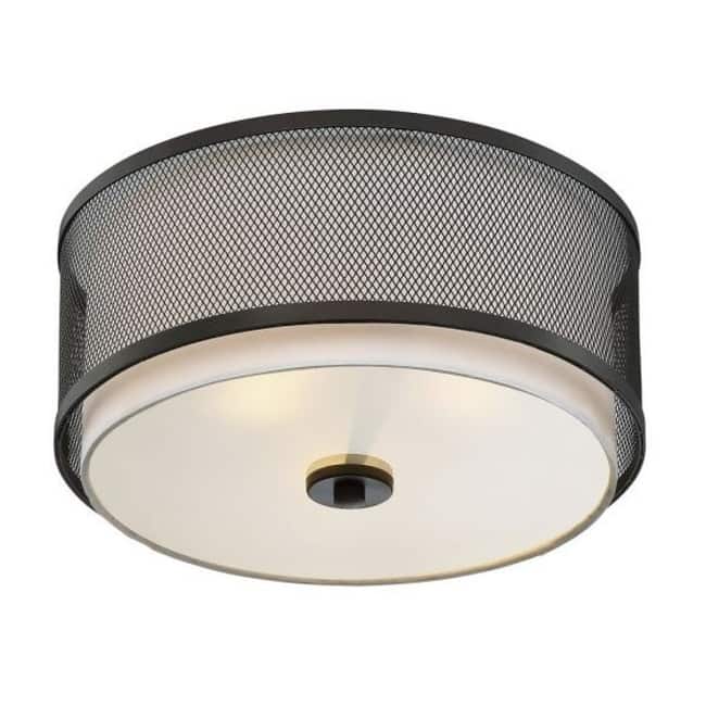 Meridian M60018 3 Light 15" Wide Flush Mount Drum Ceiling Fixture - Oil Rubbed Bronze