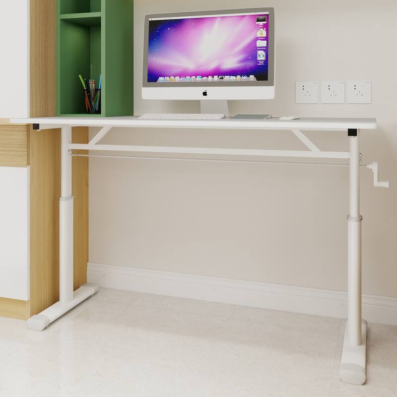 Adjustable Study Desk for Kids & Adults - Height-Adjustable, Multi-Purpose Home/Office Desk, Compact Design - White