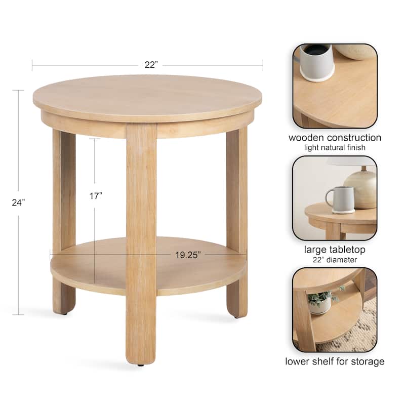 Kate and Laurel Foxford Round Wood Side Table