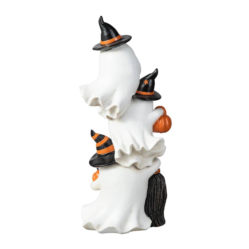 Glitzhome 13''H Halloween Polyresin Pink or White Stacked Ghost Table Decor