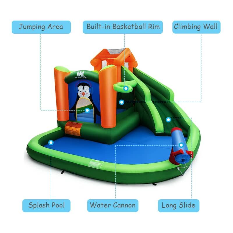 Gymax Inflatable Slide Bouncer and Water Park Bounce House Climbing