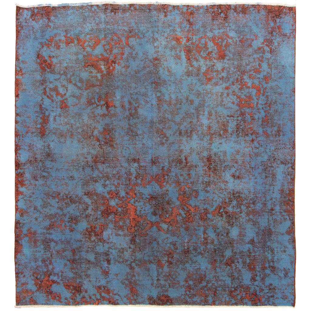 Hand-knotted Color Transition Slate Blue Wool Rug - 9'4" x 9'11" Square