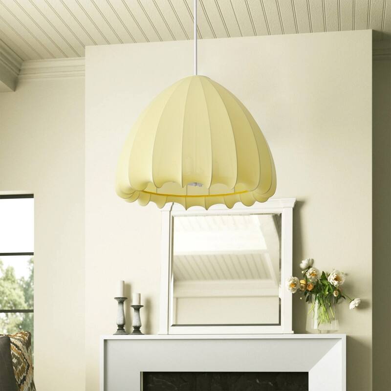 4-Light Pendant Light with Yellow Shade - Matte Painted Lighting Fixture for Living Room, Dining Room