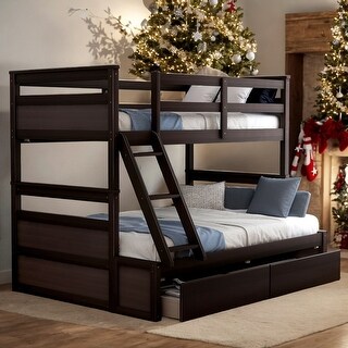 Elegance Twin over Full Bottom Bunk Bed with Storage, Sophisticated & Practical Bunk Bed