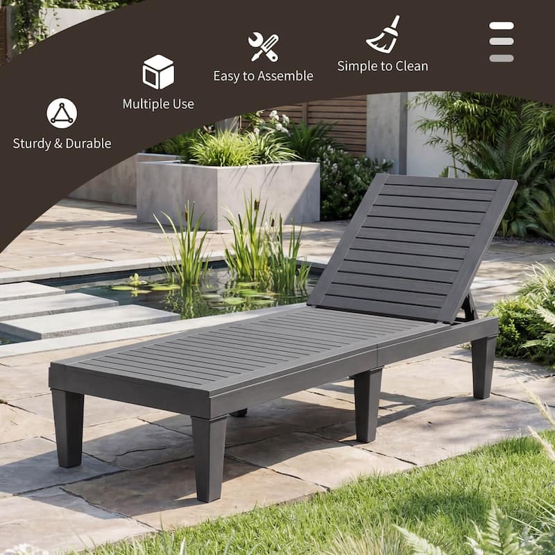 Costway Patio Lounge Chair Chaise Recliner Weather Resistant - See Details