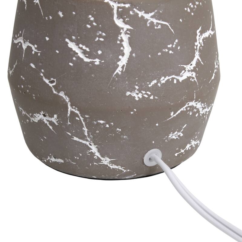 Marble Style Ceramic Table Lamp with Drum Shade - 13.25" - Taupe and White