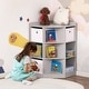 preview thumbnail 2 of 5, HOMCOM Kids Corner Cabinet, Cubby Toy Storage Organizer, Bookshelf Unit with Three Baskets