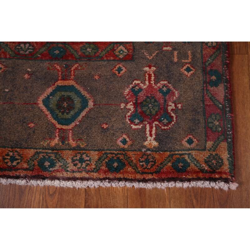 Tribal Heriz Persian Vintage Runner Rug Handmade Wool Carpet - 3'9" x 11'11"