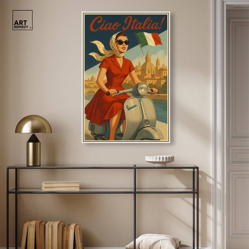 Scooter Italian Travel Canvas by Art Remedy