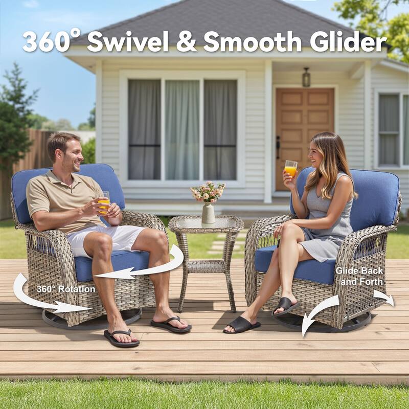 Pocassy Patio Outdoor Fire Table with Sofa Ottoman Swivel Chair Set.