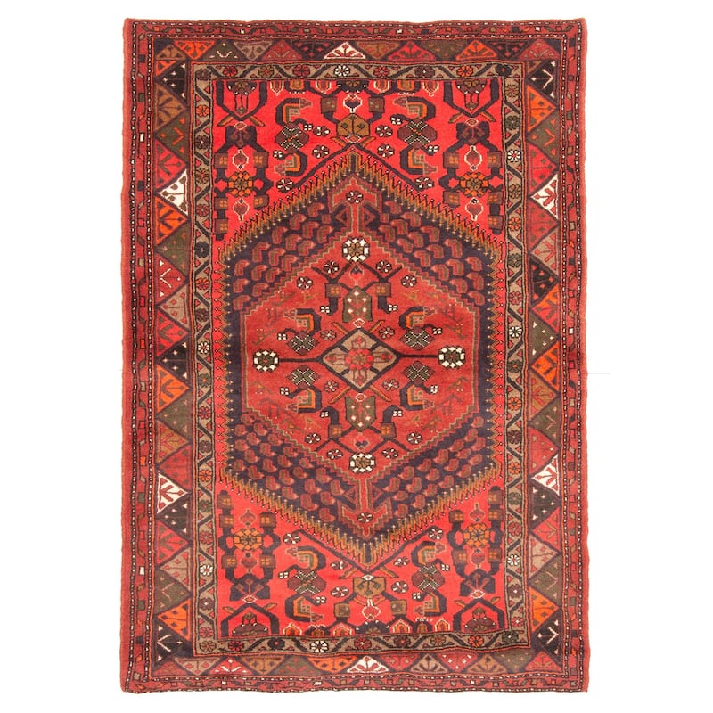 ECARPETGALLERY Hand-knotted Andelz Red Wool Rug - 4'4 x 6'5