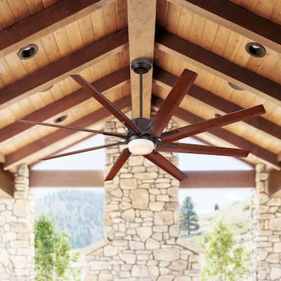 72-in Walnut 8-Blade Indoor / Outdoor Windmill Ceiling Fan with Six Speed DC Motor and LED Light