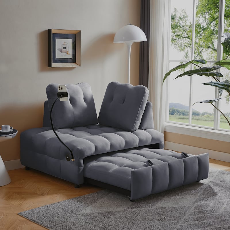 Velvet Pull-out Sofa Bed