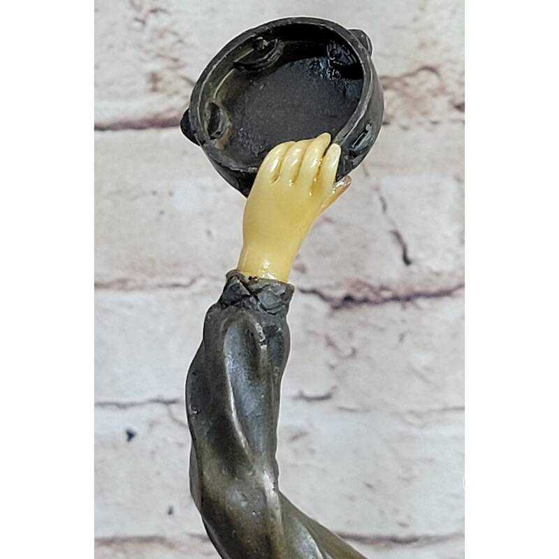 Russian Tambourine Dancer Bronze Metal Resin Head Sculpture Statue Marble Base