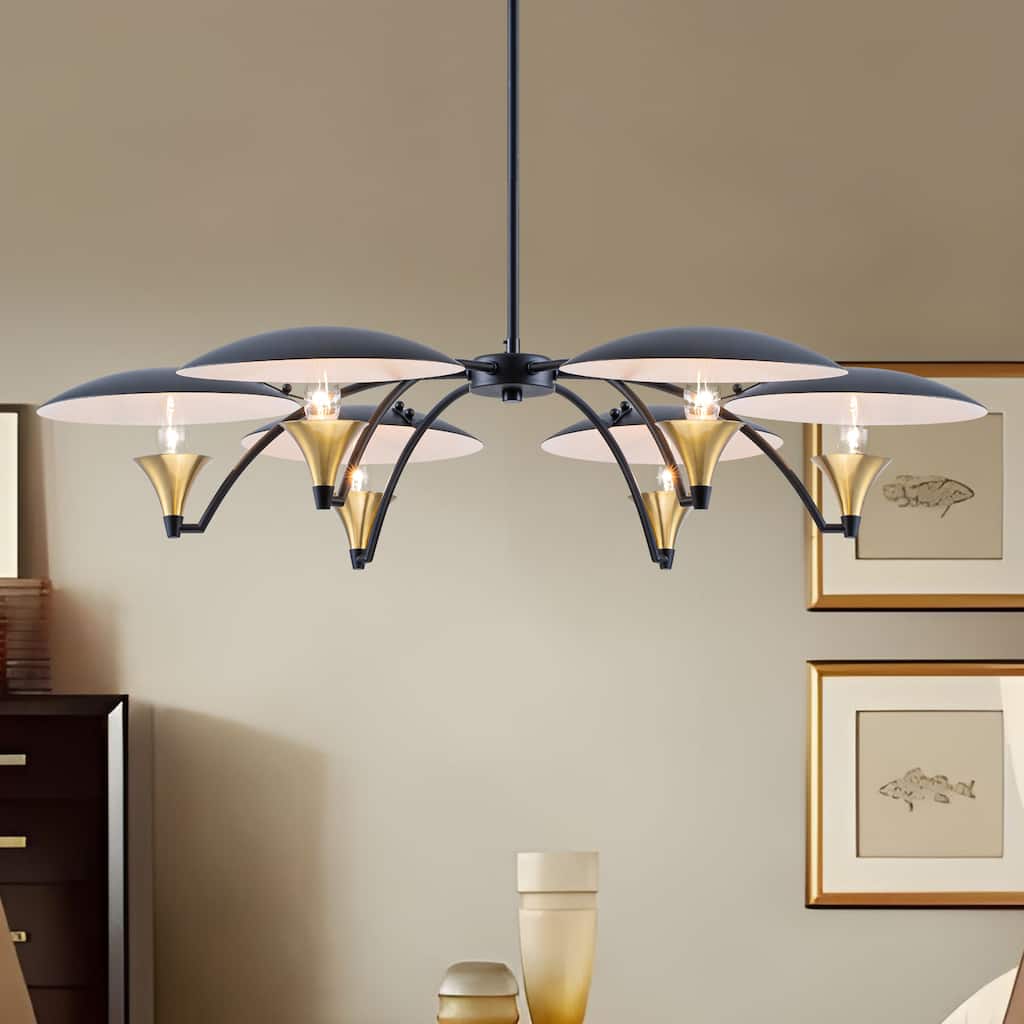 Starsky 6-Light Modern Black&Gold Round Chandelier