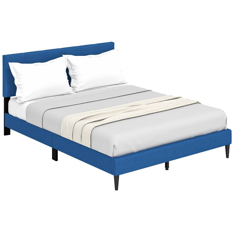 Upholstered Platform Bed with Button Tufted Headboard