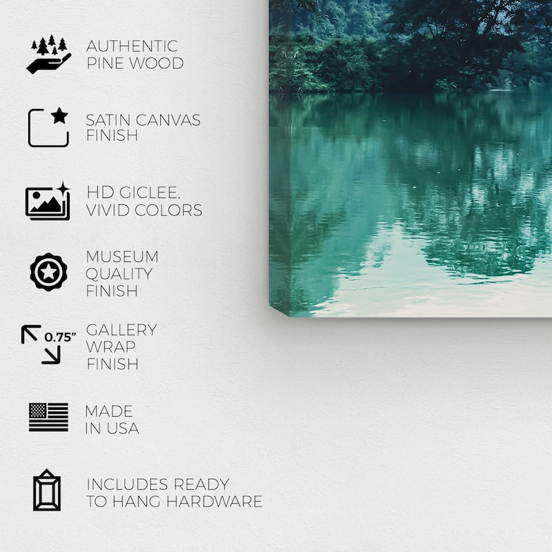Wynwood Studio Canvas Nature and Landscape River Water and Teal Green and Tropical Wall Art Canvas Print