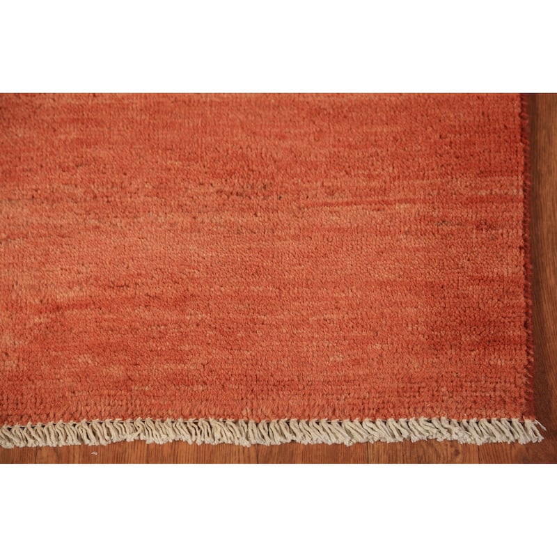 Orange Gabbeh Modern Rug Handmade Stripe Wool Carpet - 3'11" x 5'11"
