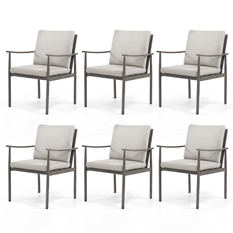 SleekLine 6-Piece Aluminum Patio Dining Chairs with Cushions - Grey