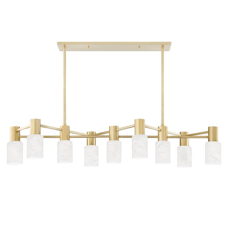 Hudson Valley Centerport 9-Light Island Light with Alabaster Shade - Aged Brass