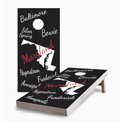 Maryland State Pride Corn Hole Board Set w Case & Lights