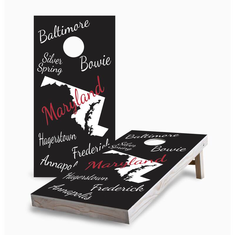 Maryland State Pride Corn Hole Board Set with Hole Lights - 16 Years and Up