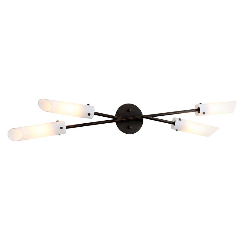 High Line 1-light Dark Bronze Wall Sconce with Opal White Glass - 4 lights