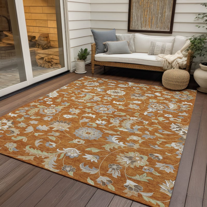 Machine Washable Indoor/ Outdoor Traditional Chantille Rug - Paprika - 8' x 10'
