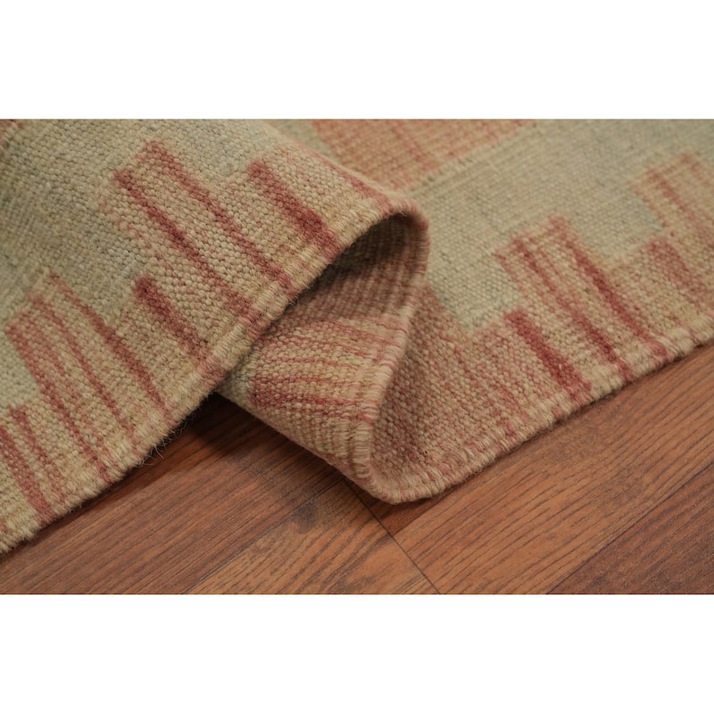 Hand Woven Oriental 100% Wool Carpet Southwestern Tribal Green Kilim Area Rug - 9' 10'' X 8' 0''