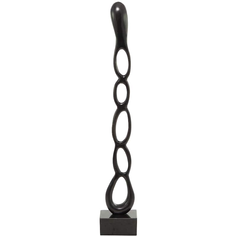 Sleek Aluminum Metal Tall Linked Floor Abstract Sculpture with Black Base - Gold, Silver, Black