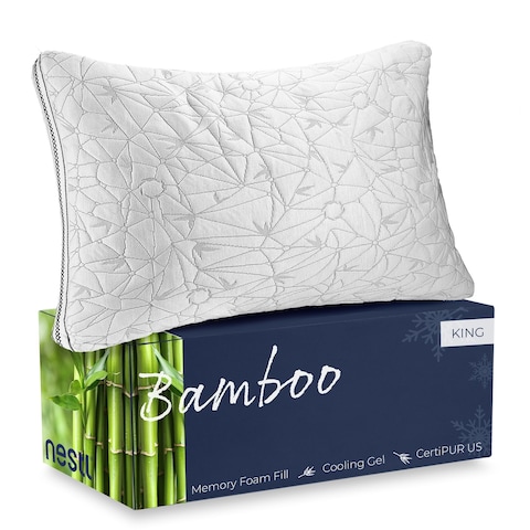 Nestl Gel-Infused Shredded Memory Foam Pillow - CertiPUR US Approved Cooling Pillow Cover