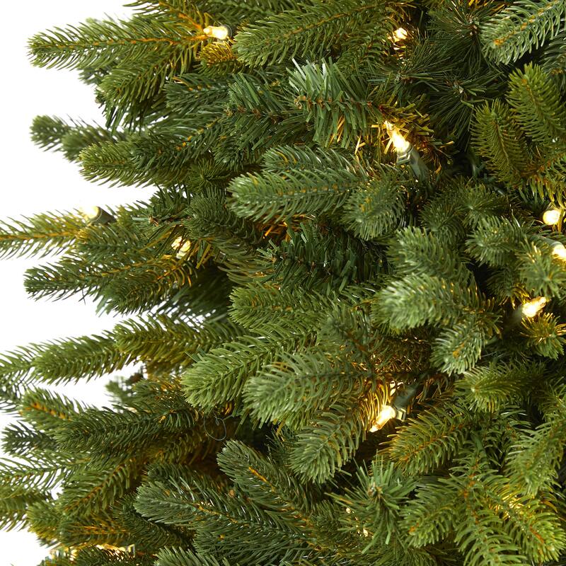 Artificial Christmas Tree 6.5ft with Lights - Holiday Decor, Festive Tree, Realistic Fir Tree, Indoor Christmas - Green - 78